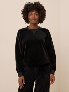 Pact Organic Pure Velour Cozy Pullover Black Size Small Cozy Soft Sweatshirt